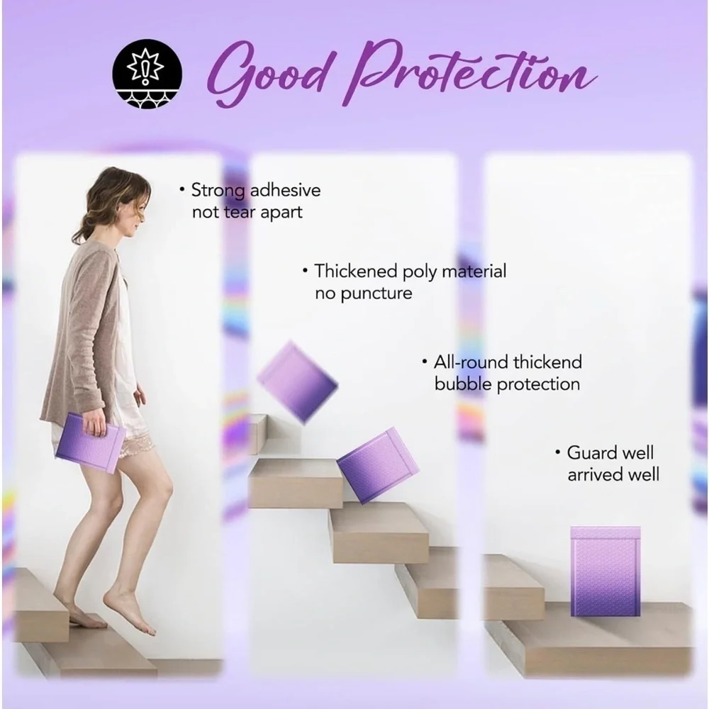 100 Pack Purple Ombré Bubble Mailers 6x9 NWT